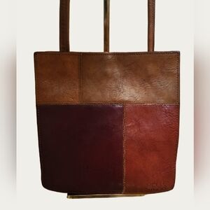 Distressed PATCHWORK Wilson's LEATHER Pelle Studo, EUC
